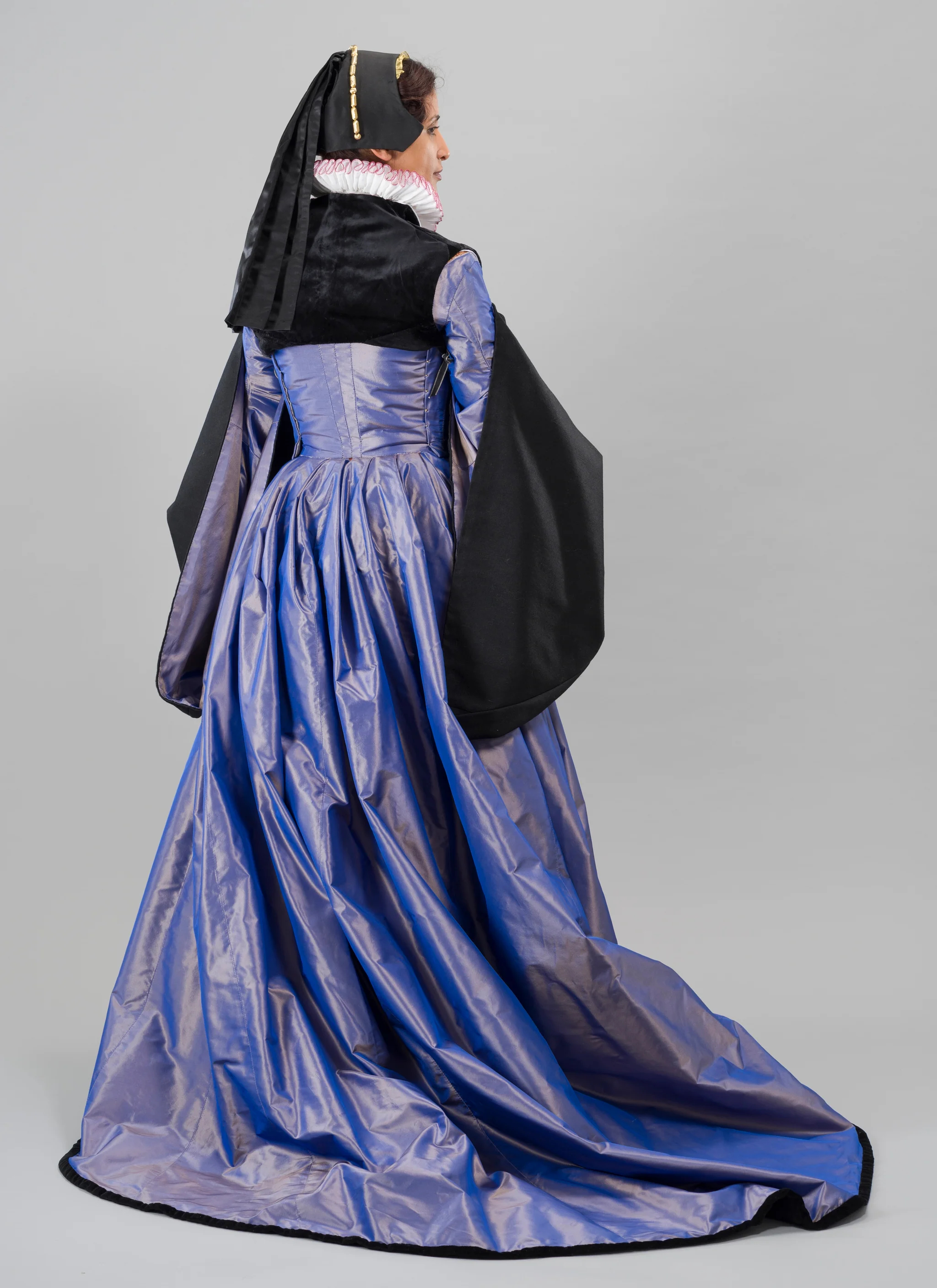 tudor era dresses The Duchess Midi Dress in Saxon Blue S inspired golden embroidered trim and a matching belt Tudor fashion | Royal Museums